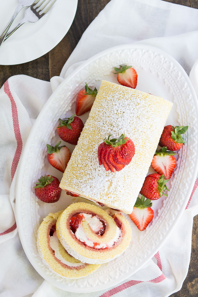 Strawberries and Cream Swiss Roll