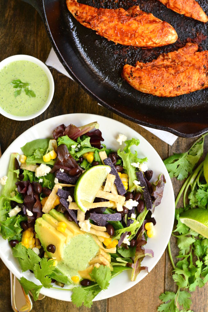 Chipotle Chicken Salad with Cilantro Lime Dressing | Garnish and Glaze