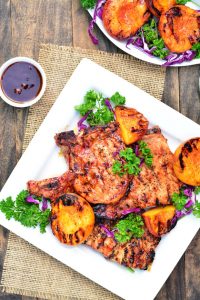 Barbecue Pork Chops with Grilled Peaches | Garnish & Glaze