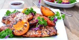 Barbecue Pork Chops with Grilled Peaches | Garnish & Glaze