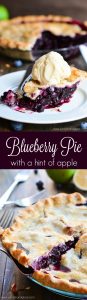 Simple blueberry pie made with fresh berries and a grated apple.