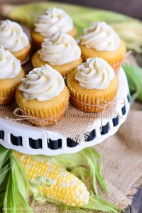 Cornbread Cupcakes with Honey Buttercream Frosting | Garnish and Glaze