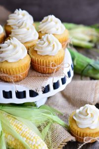 Cornbread Cupcakes with Honey Buttercream Frosting | Garnish and Glaze