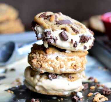 Salted Chocolate Chunk & Toffee Ice Cream Sandwiches | Garnish & Glaze