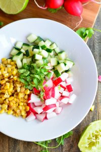 Corn, Cucumber, and Radish Tartines | Garnish and Glaze