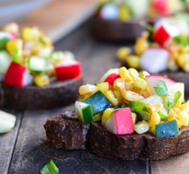 Corn, Cucumber, and Radish Tartines | Garnish and Glaze