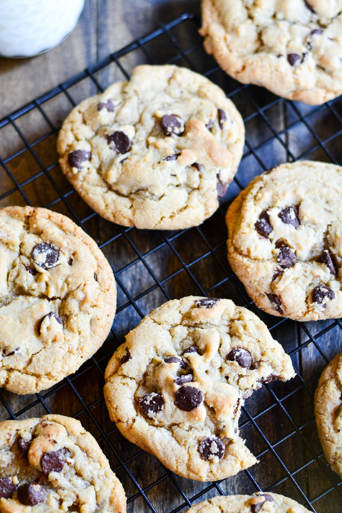 The BEST Bakery Style Chocolate Chip Cookies that are crisp on the outside, chewy on the inside, have a deep rich flavor, and DON'T require you to refrigerate the dough. 