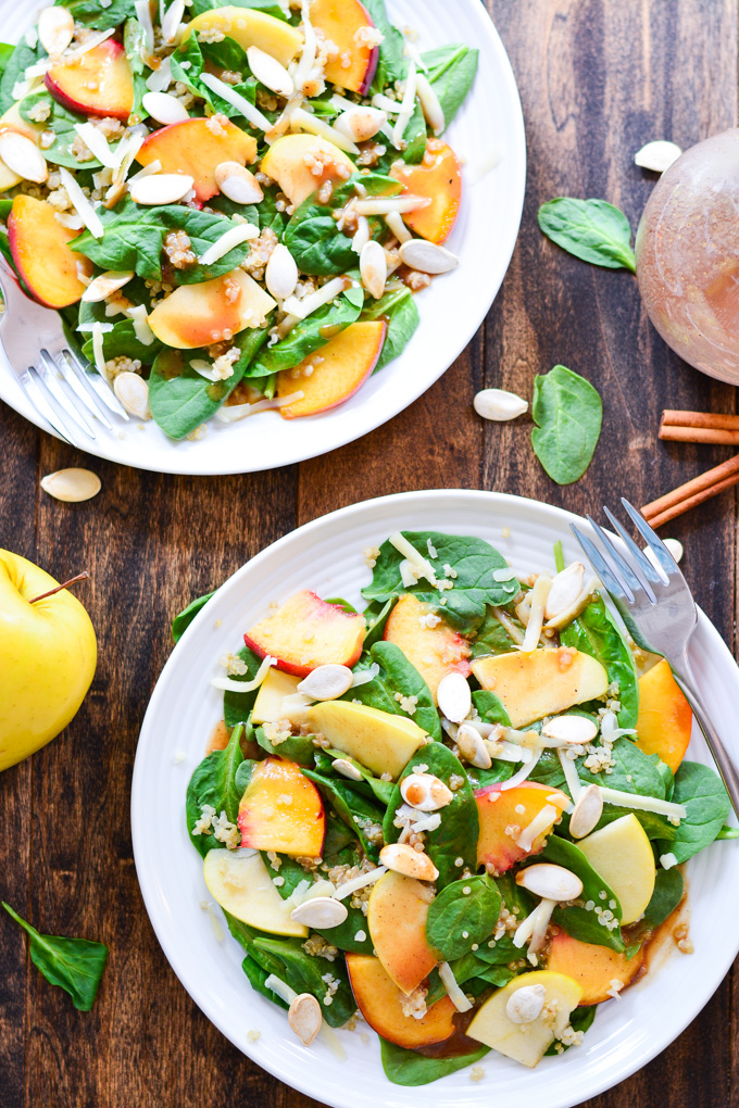 Peach & Apple Salad with Cinnamon Honey Vinaigrette | Garnish & Glaze