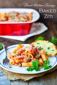 Baked Ziti with Sweet Italian Sausage | Garnish & Glaze