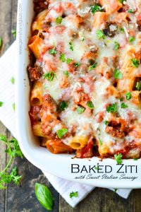 Baked Ziti with Sweet Italian Sausage | Garnish & Glaze