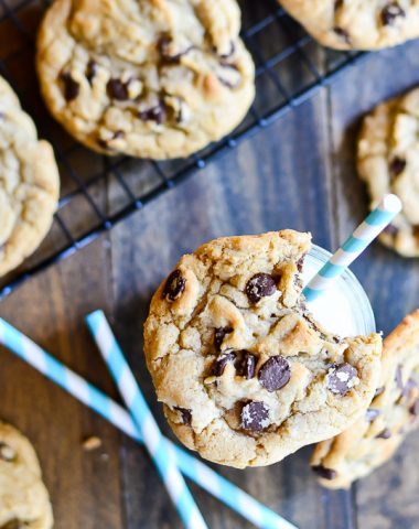 The BEST Bakery Style Chocolate Chip Cookies that are crisp on the outside, chewy on the inside, have a deep rich flavor, and DON'T require you to refrigerate the dough.