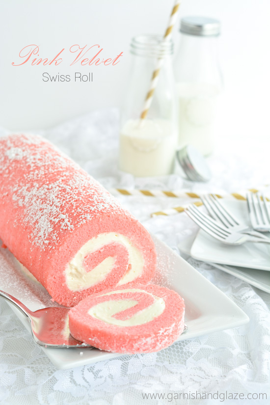 Pink Velvet Swiss Roll | Garnish & Glaze