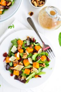 Roasted Butternut Squash Salad with Warm Apple Cider Vinaigrette | Garnish & Glaze