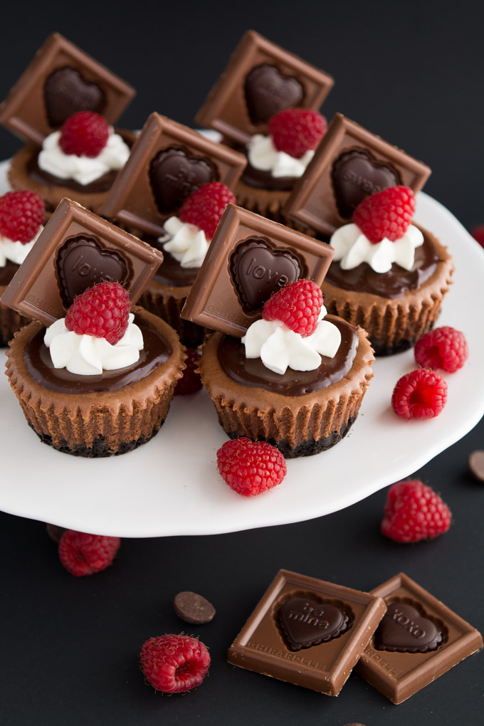 Mini Triple Chocolate Cheesecakes- The perfect rich chocolate Valentine's Day treat | Garnish & Glaze