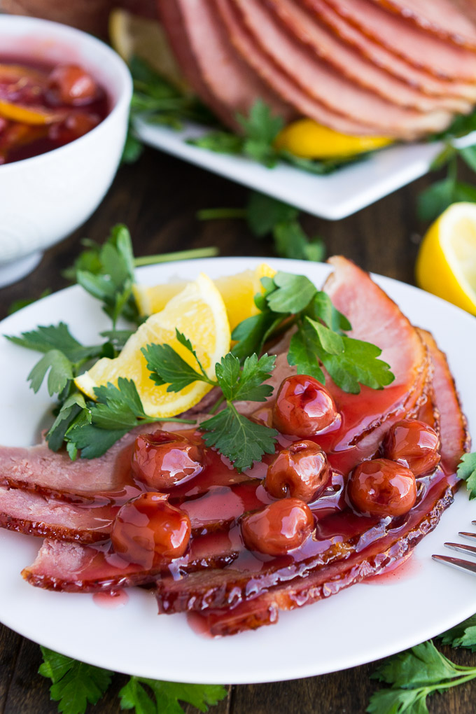 Glazed Ham with Cherry Sauce | Garnish & Glaze