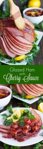 Enjoy your Easter Dinner with this sweet and flavorful Glazed Ham with Cherry Sauce.