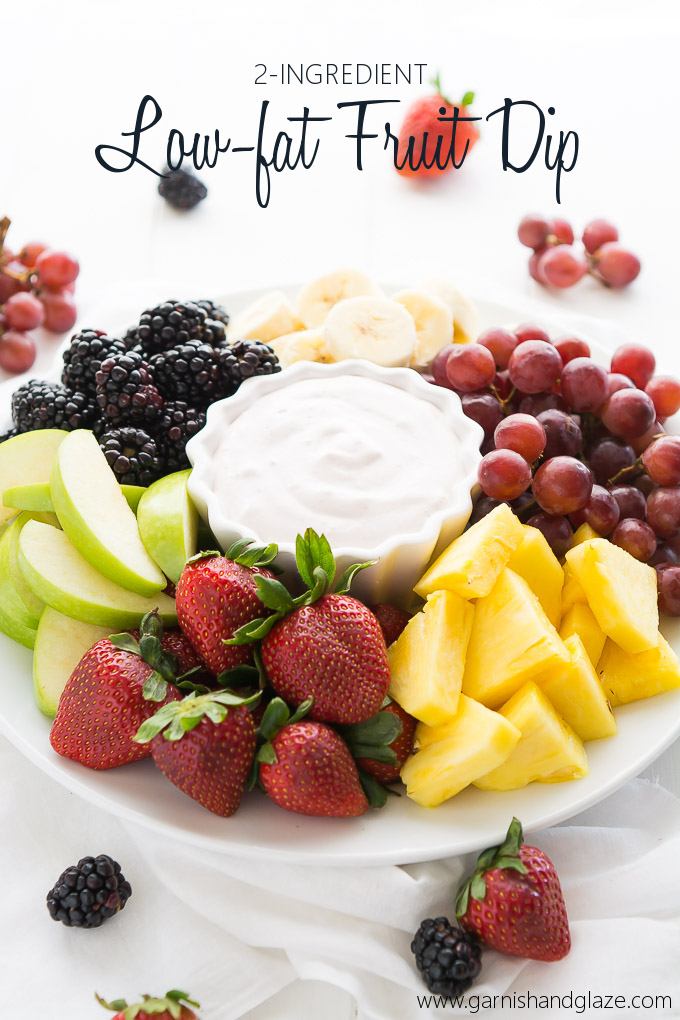 Fruit dip made with Cool Whip Lite and low-fat yogurt.