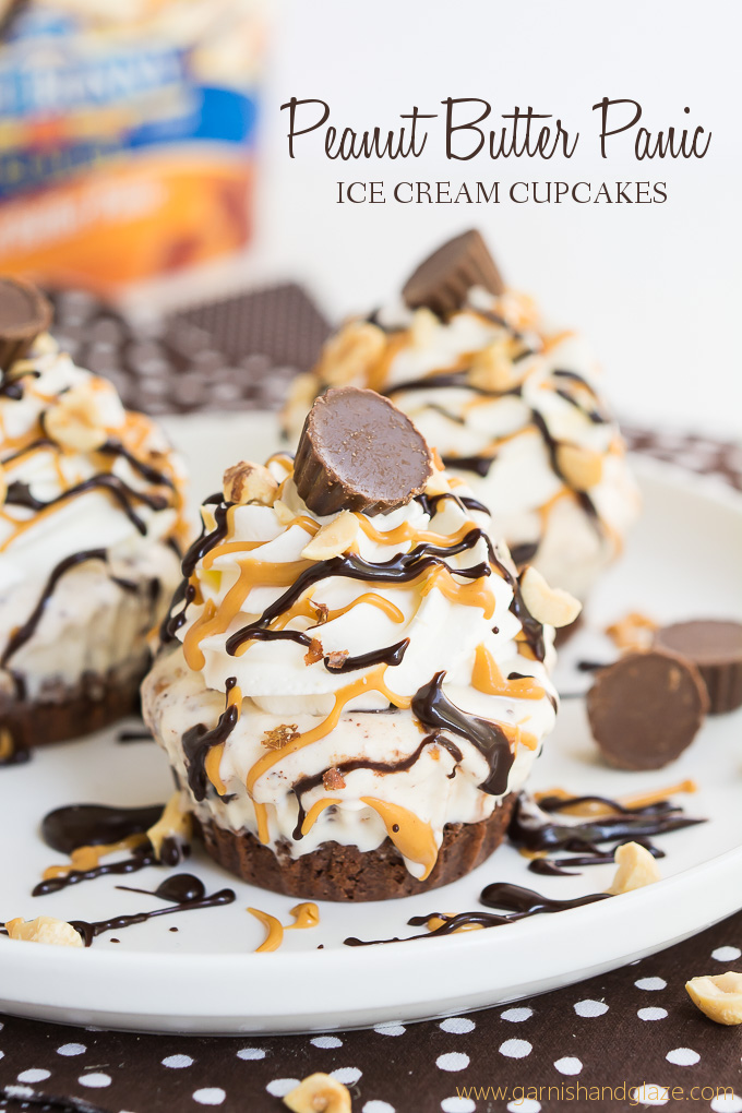 Brownie bottom peanut butter and chocolate ice cream cupcakes. #SunsOutSpoonsOut #Ad