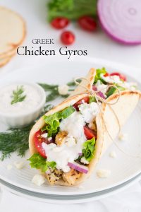 Easy Greek Chicken Gryos with homemade Tzatziki Sauce