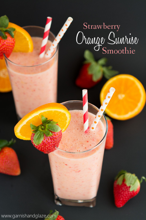 Strawberry Orange Sunrise Smoothie - Garnish &amp; Glaze