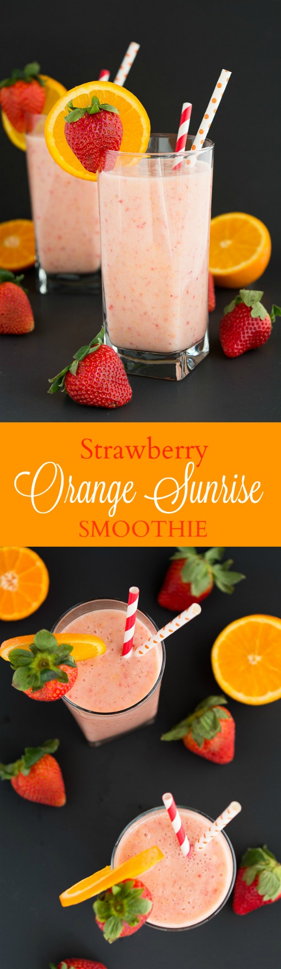 Start your day with a healthy and refreshing Strawberry Orange Sunrise Smoothie.