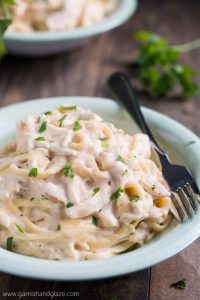 This creamy Slow Cooker Cheesy Ranch Chicken Pasta is an easy meal the whole family will love!