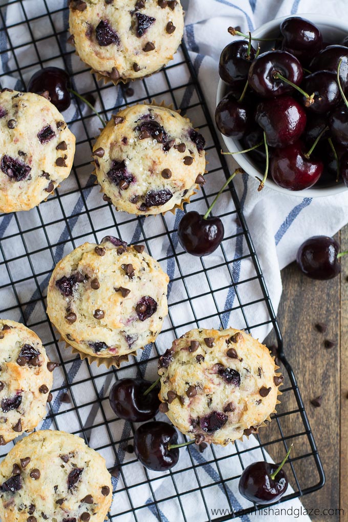Enjoy summer's fresh cherries in these scrumptious Cherry Chocolate Chip Muffins.