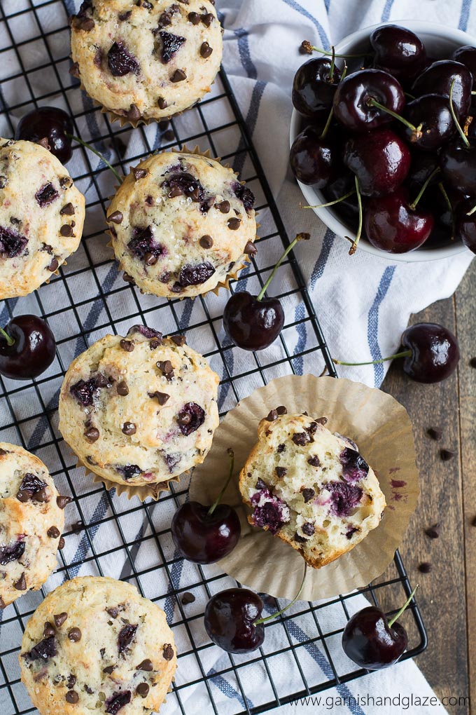 Enjoy summer's fresh cherries in these scrumptious Cherry Chocolate Chip Muffins.