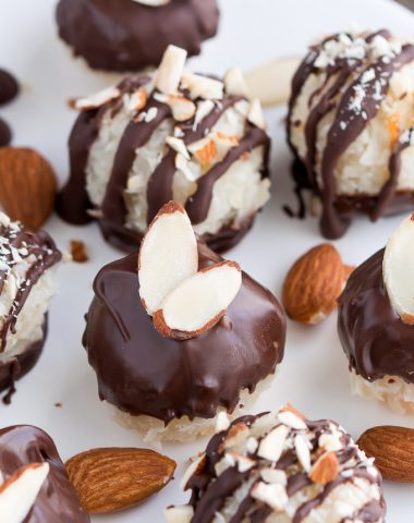 Chocolate Almond Coconut Macaroons are the perfect two bite treat for any occasion!
