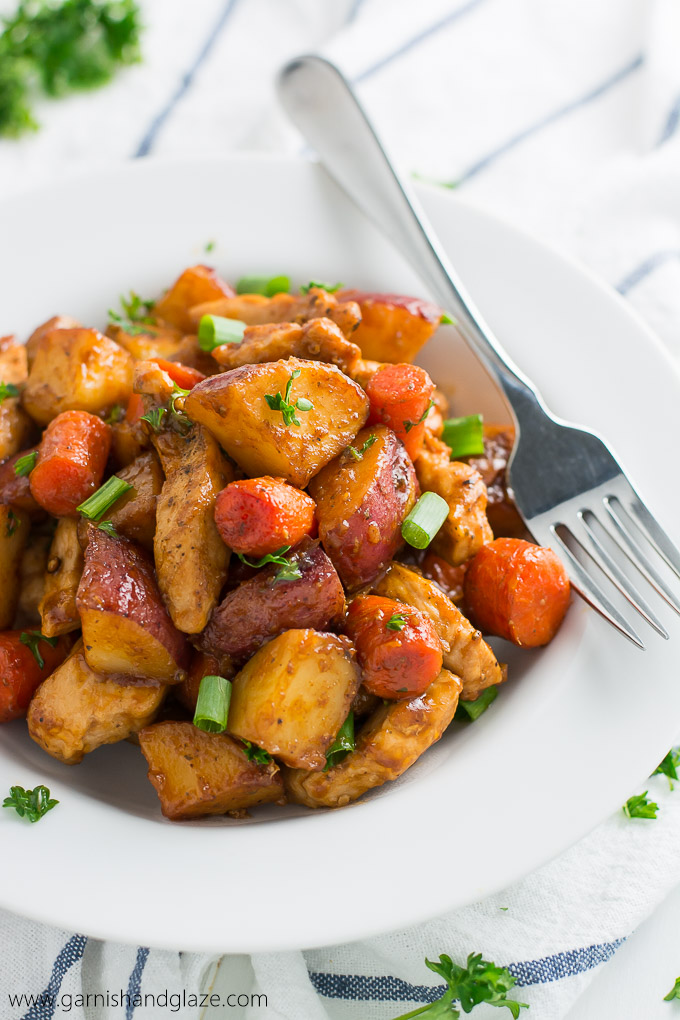 Try this One Skillet BBQ Chicken and Potatoes for a yummy healthy family meal that is easy to make and clean up.