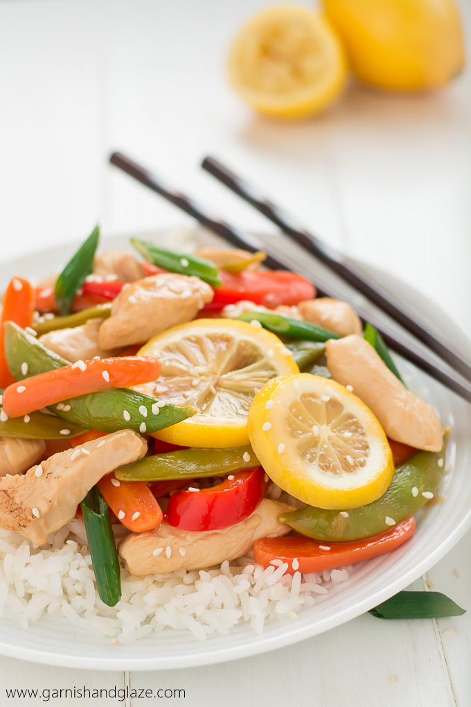 Take 30 minutes to get this veggie filled Lemon Chicken Stir-Fry on your table for family dinner tonight!