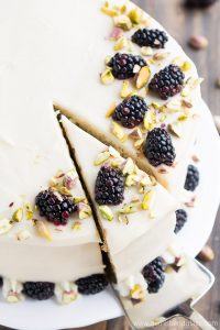 This light and tender Pistachio Cake with Honey Cream Cheese Frosting is the prefect treat to enjoy with your friends and family this spring.