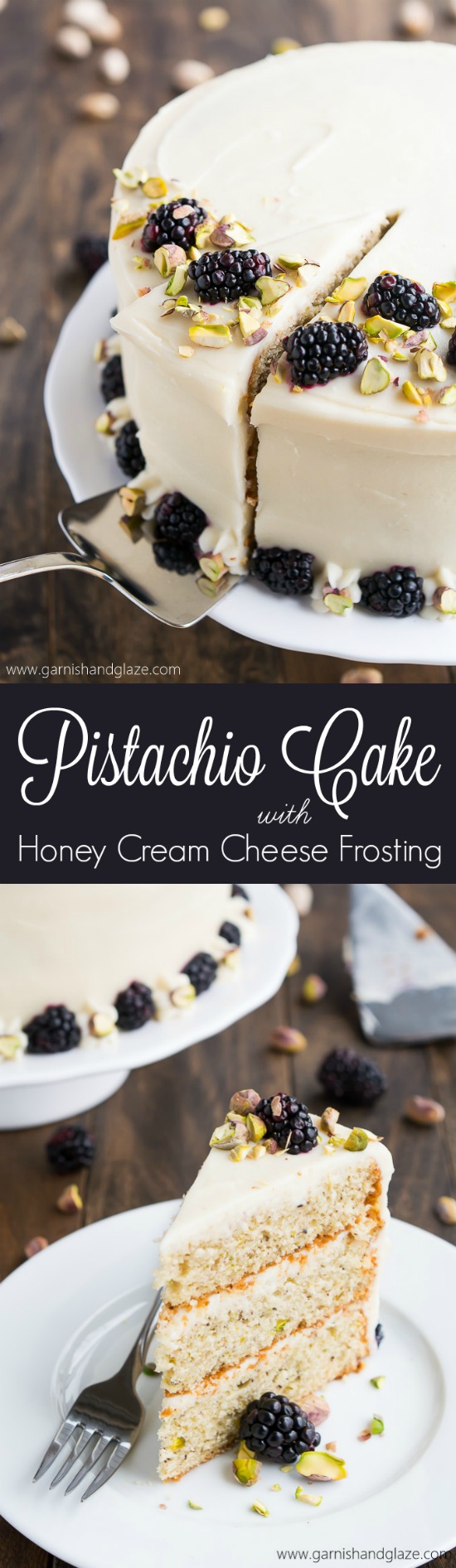  Pistachio Cake with Honey Cream Cheese Frosting.