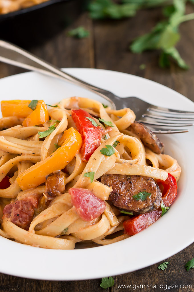 Enjoy the spicy flavors of the south in this Creamy Cajun Pasta with Smoked Sausage.