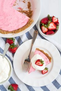 Cool down this summer with a slice of this sweet, simple, and refreshing Strawberry Icebox Pie!