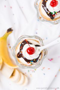 Delight in the delicious flavors of your favorite ice cream dessert in these Banana Split Cupcakes topped with smooth buttercream, rich ganache, and a cherry on top.