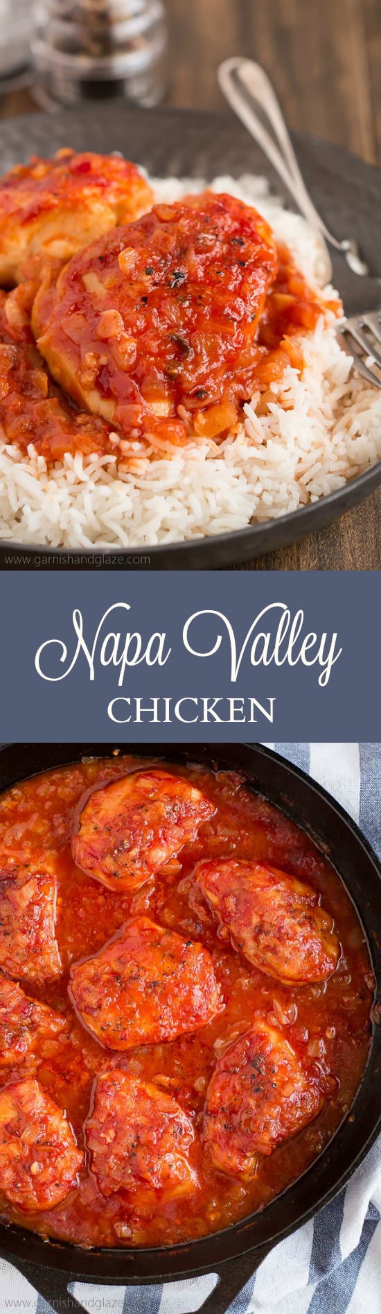 Napa Valley Chicken is baked in a sweet and savory tomato, onion, and garlic sauce and is one of my absolute favorite recipes from my childhood. 
