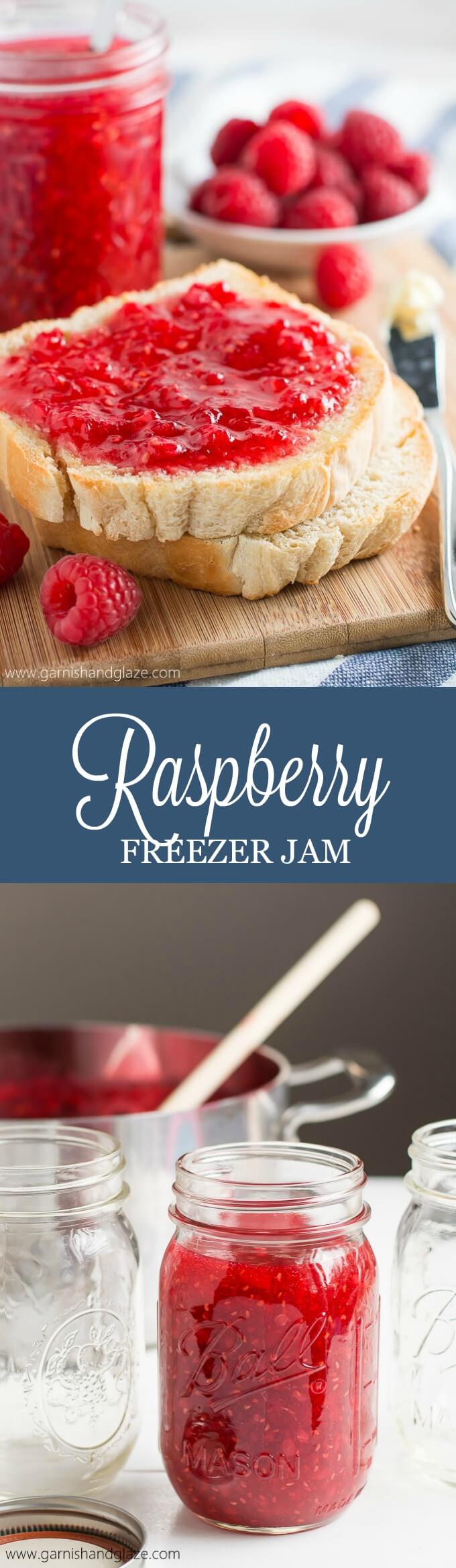 Always have delicious homemade jam on hand with this simple Raspberry Freezer Jam recipe. No special canning equipment needed! 