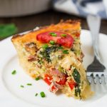 Balance out all the holiday goodies with this delicious, better-for-you Gluten-Free Bacon Veggie Quiche for breakfast or dinner!
