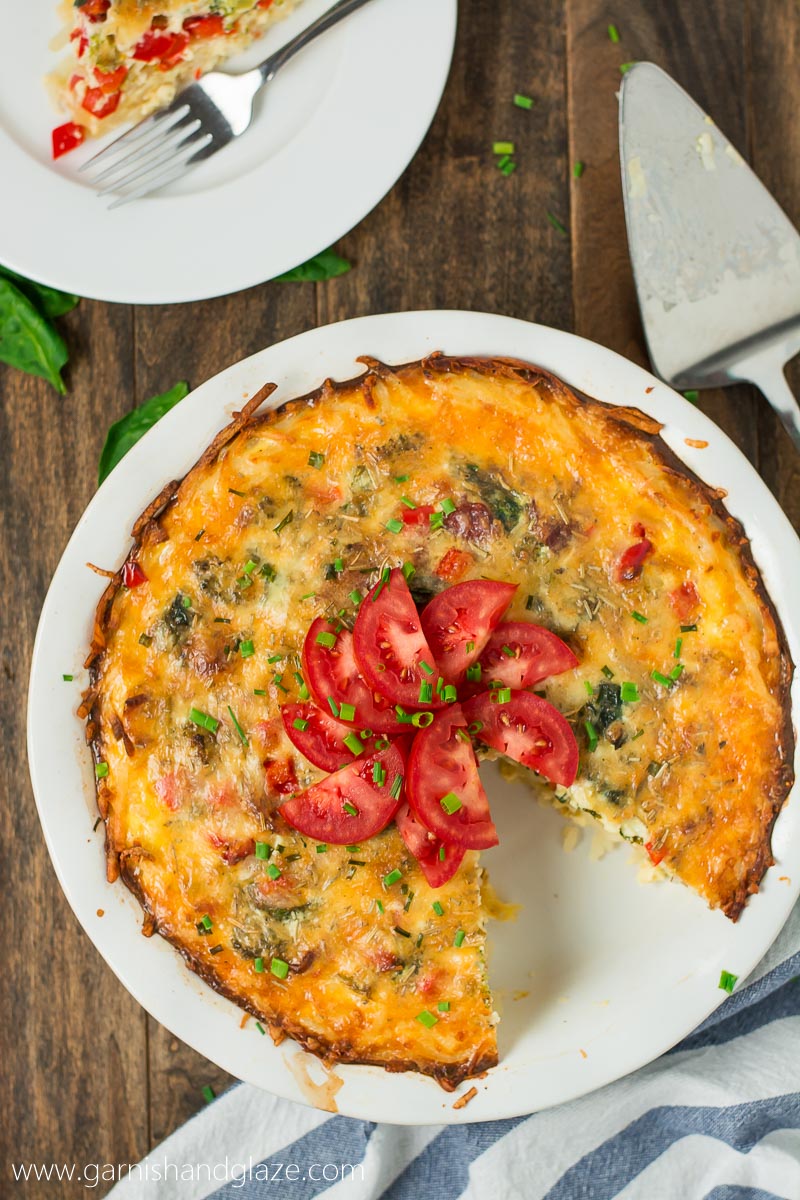 Balance out all the holiday goodies with this delicious, better-for-you Gluten-Free Bacon Veggie Quiche for breakfast or dinner.