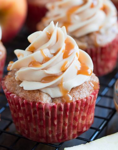Love caramel and apples? Enjoy them together in these incredibly moist Spiced Apple Cupcakes with Caramel Frosting that is simply heavenly.