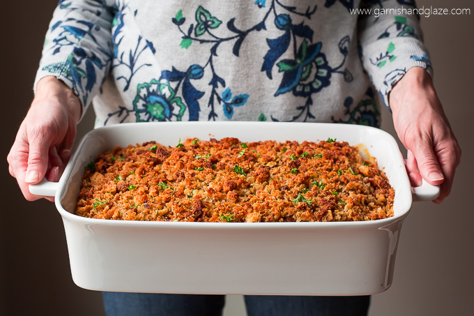 Chicken & Wild Rice Casserole is the ultimate comfort food layered with flavorful rice, chicken, a cheesy sauce, and crispy stuffing.