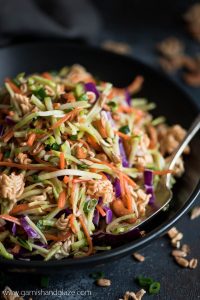 This veggie filled sweet and Crunchy Asian Broccoli Slaw is the perfect side for Sunday dinner or your next barbecue party.