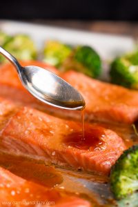 ONE PAN SESAME GINGER SALMON & BROCCOLI is your new go-to quick and healthy dinner (with easy clean up!) that the whole family will love.