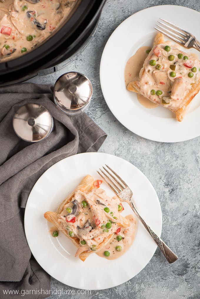 Slow Cooker Chicken a la King Puff Pastry is a creamy and comforting classic dish made simple but still pretty enough to serve to dinner guests.