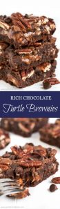 Rich chocolaty brownies filled with sweet gooey caramel and crunchy pecans... these delicious Turtle Brownies are going to blow your mind!