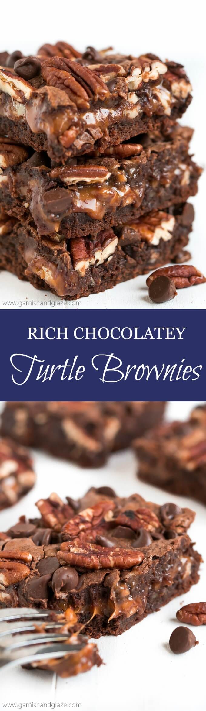 Rich chocolatey brownies filled with sweet gooey caramel and crunchy pecans... these delicious Turtle Brownies are going to blow your mind!