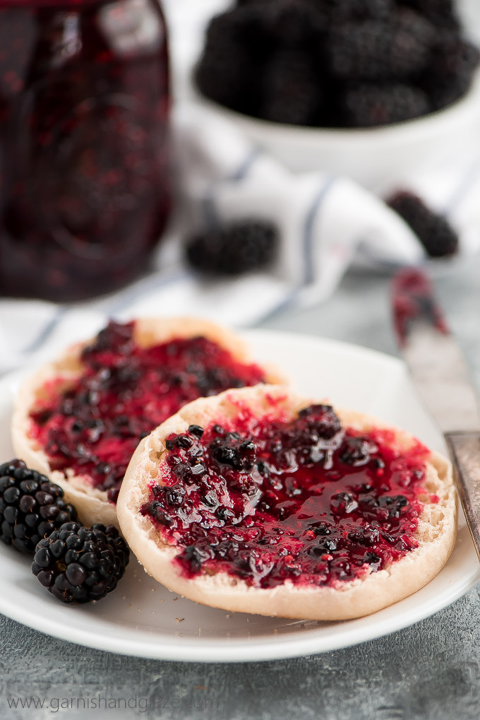 Bottle up those gorgeous dark summer berries in this simple, 5-ingredient Blackberry Freezer Jam and spread it over everything from toast to cake!