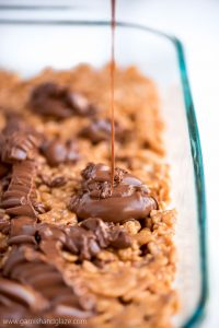 These soft and chewy Scotcheroos are an addictive, six-ingredient, peanut butter no-bake treat that comes together in just ten minutes.