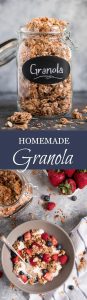 Toss this simple to make Homemade Granola on everything from yogurt to smoothies for a filling and healthy snack or breakfast.
